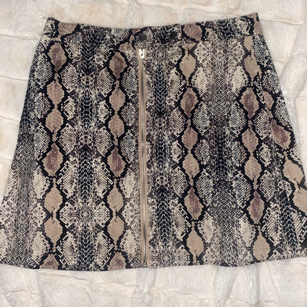 Altard State Snake Print Zip-Up Skirt